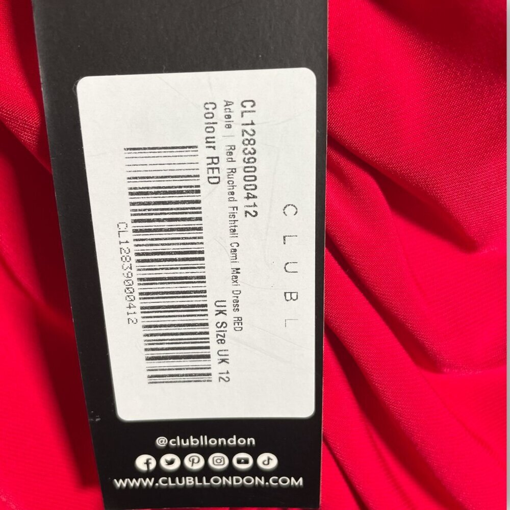 Club L London Adele Backless Ruched Fishtail Cami Maxi Dress Red Scarlet NWT - Picture 9 of 14
